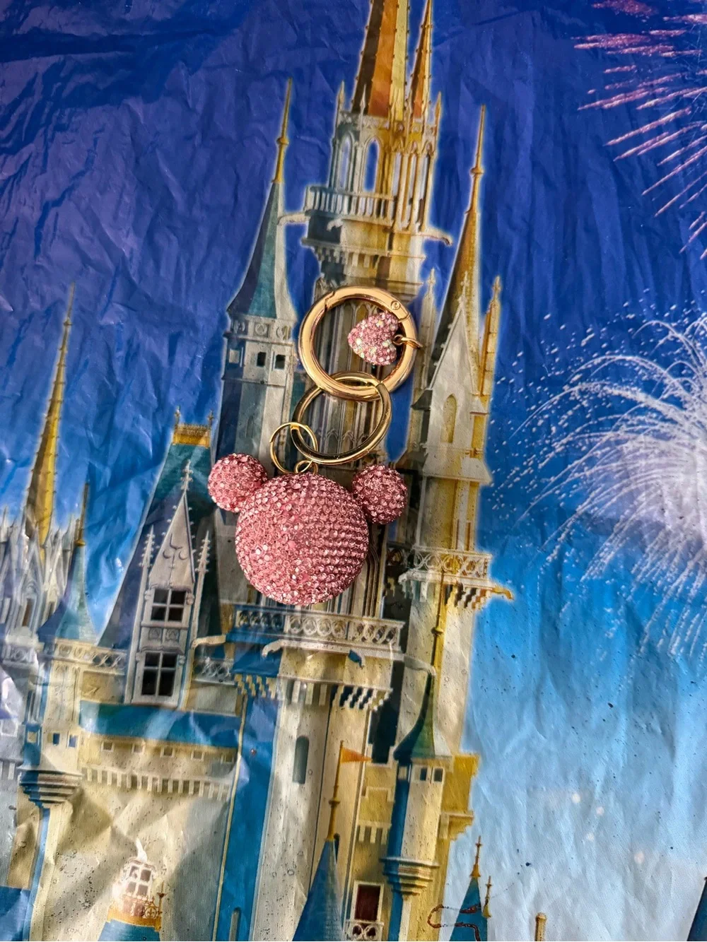 Pink Rhinestone Mickey Head Keychain - Picture 2 of 2